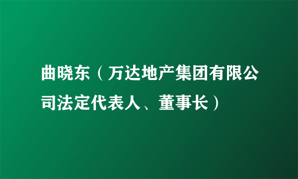 曲晓东（万达地产集团有限公司法定代表人、董事长）