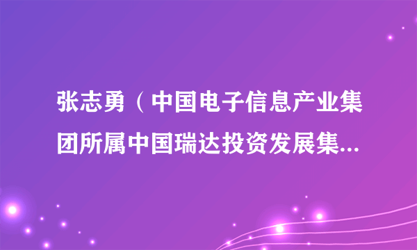 张志勇（中国电子信息产业集团所属中国瑞达投资发展集团有限公司原党委副书记、总经理）