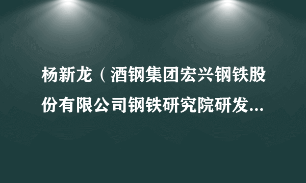 杨新龙（酒钢集团宏兴钢铁股份有限公司钢铁研究院研发技术负责人）