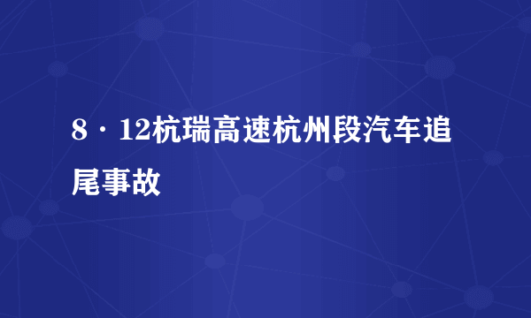 8·12杭瑞高速杭州段汽车追尾事故