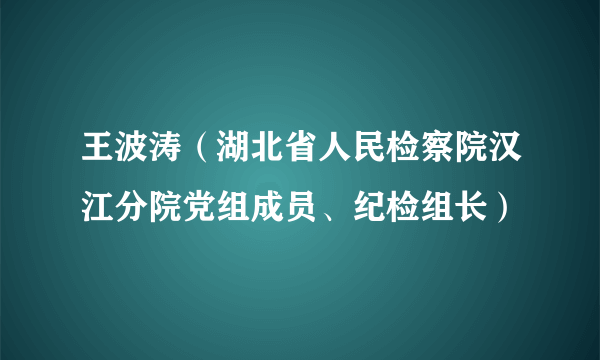 王波涛（湖北省人民检察院汉江分院党组成员、纪检组长）