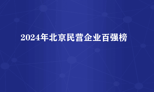 2024年北京民营企业百强榜