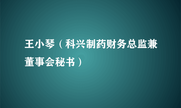 王小琴（科兴制药财务总监兼董事会秘书）