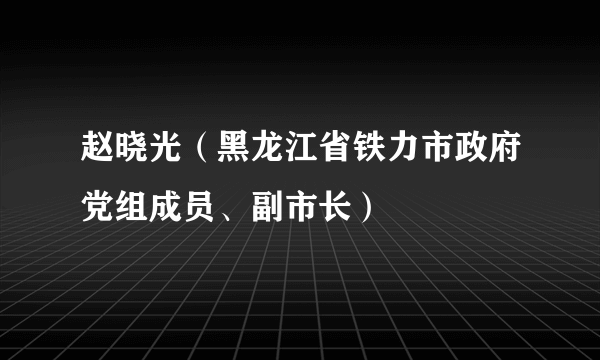 赵晓光（黑龙江省铁力市政府党组成员、副市长）