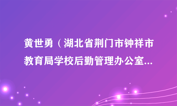 黄世勇（湖北省荆门市钟祥市教育局学校后勤管理办公室党支部书记兼钟祥市楚源后勤服务有限责任公司总经理）