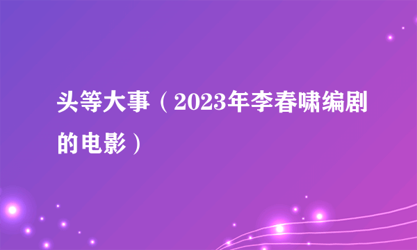 头等大事（2023年李春啸编剧的电影）