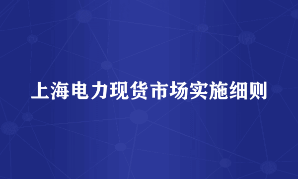 上海电力现货市场实施细则