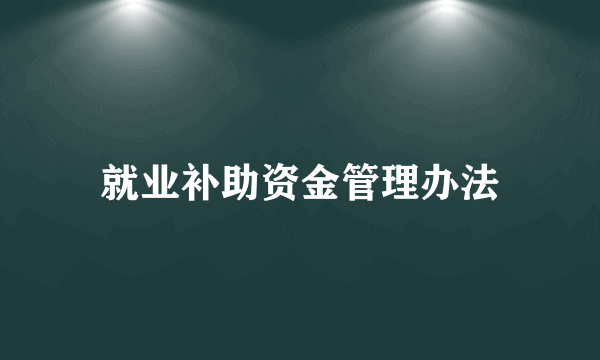 就业补助资金管理办法