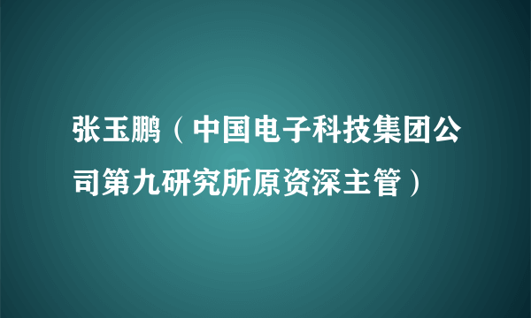 张玉鹏（中国电子科技集团公司第九研究所原资深主管）