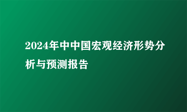 2024年中中国宏观经济形势分析与预测报告