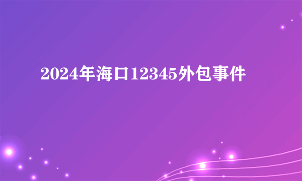 2024年海口12345外包事件