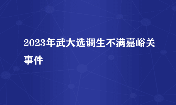 2023年武大选调生不满嘉峪关事件