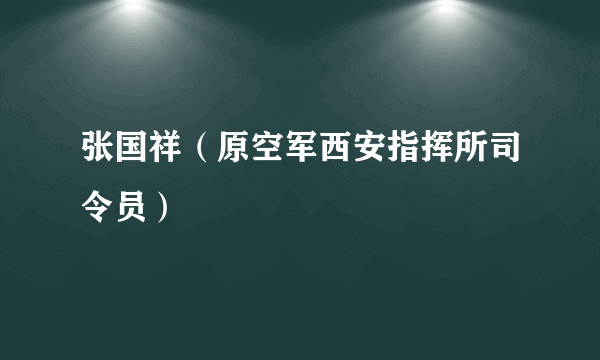 张国祥（原空军西安指挥所司令员）