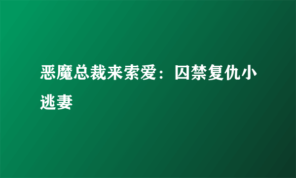 恶魔总裁来索爱：囚禁复仇小逃妻