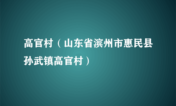 高官村（山东省滨州市惠民县孙武镇高官村）