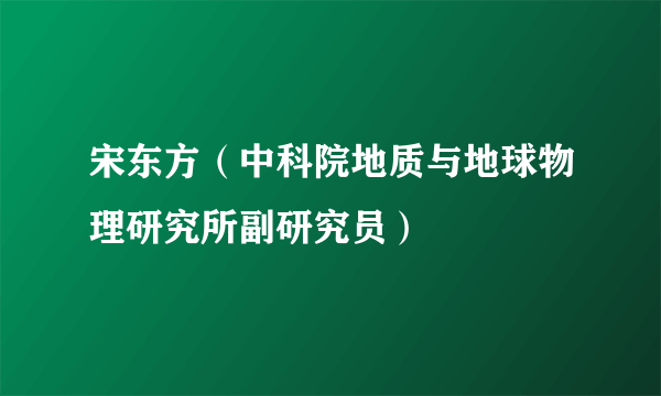 宋东方（中科院地质与地球物理研究所副研究员）