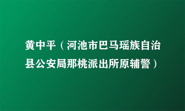 黄中平（河池市巴马瑶族自治县公安局那桃派出所原辅警）