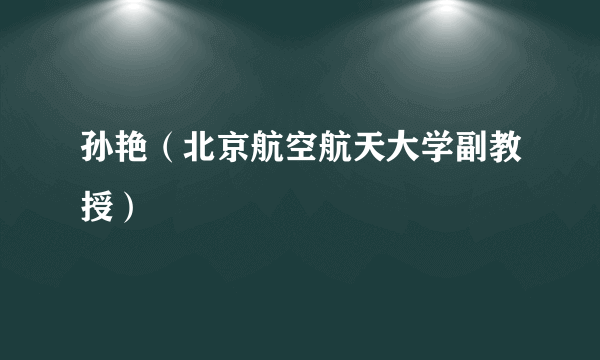 孙艳（北京航空航天大学副教授）