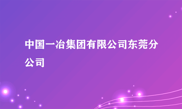 中国一冶集团有限公司东莞分公司