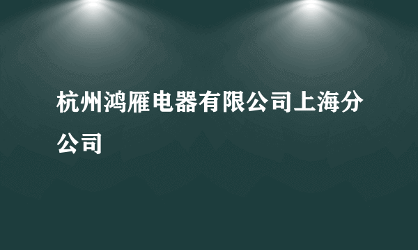 杭州鸿雁电器有限公司上海分公司