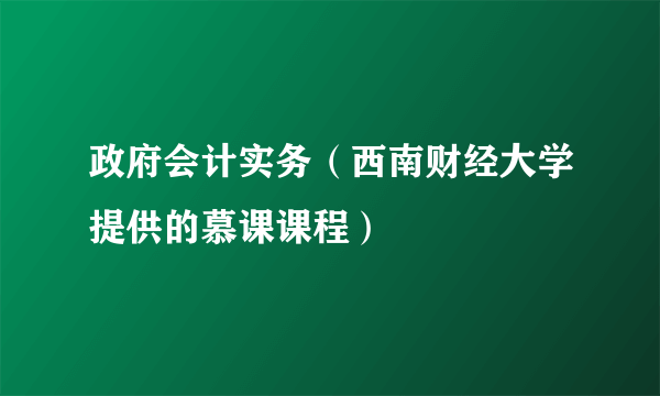 政府会计实务（西南财经大学提供的慕课课程）