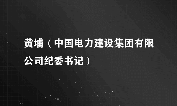 黄埔（中国电力建设集团有限公司纪委书记）