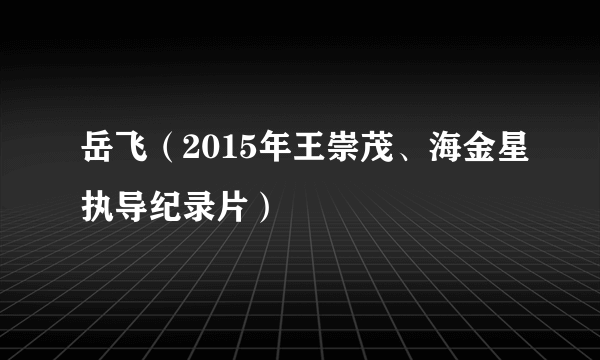 岳飞（2015年王崇茂、海金星执导纪录片）