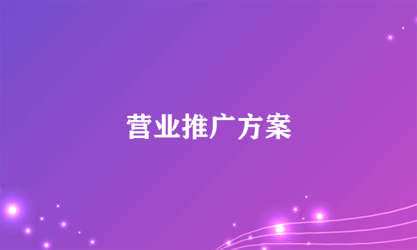 营业推广方案