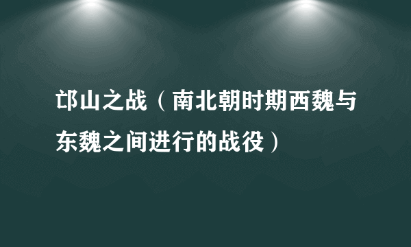 邙山之战（南北朝时期西魏与东魏之间进行的战役）