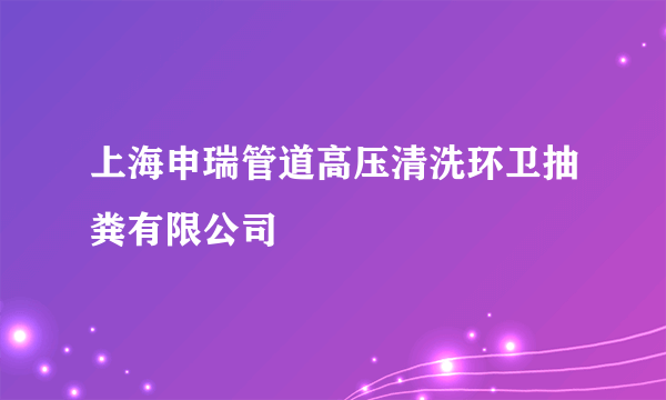 上海申瑞管道高压清洗环卫抽粪有限公司