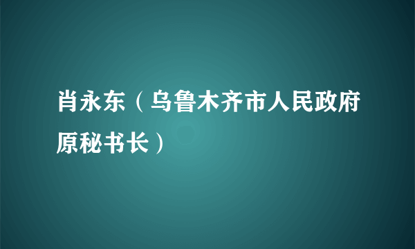 肖永东（乌鲁木齐市人民政府原秘书长）