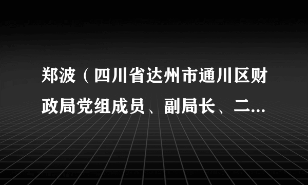 郑波（四川省达州市通川区财政局党组成员、副局长、二级主任科员）