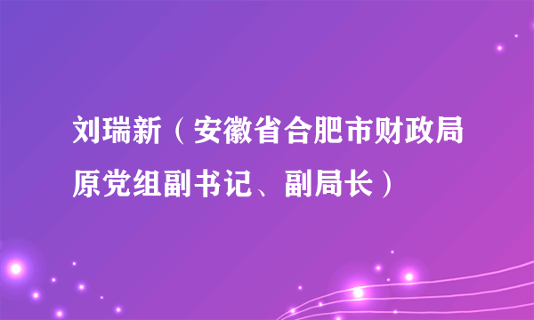 刘瑞新（安徽省合肥市财政局原党组副书记、副局长）