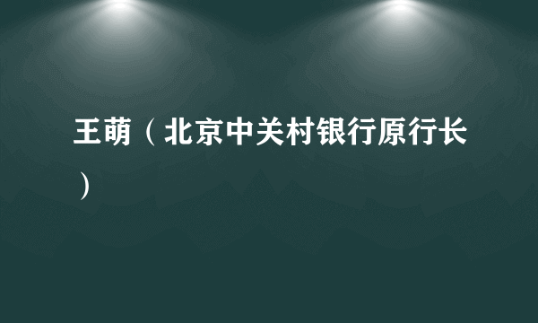 王萌（北京中关村银行原行长）