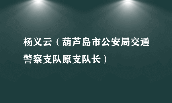 杨义云（葫芦岛市公安局交通警察支队原支队长）