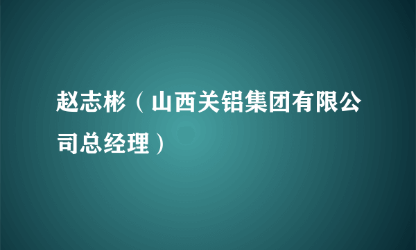 赵志彬（山西关铝集团有限公司总经理）