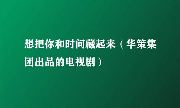 想把你和时间藏起来（华策集团出品的电视剧）