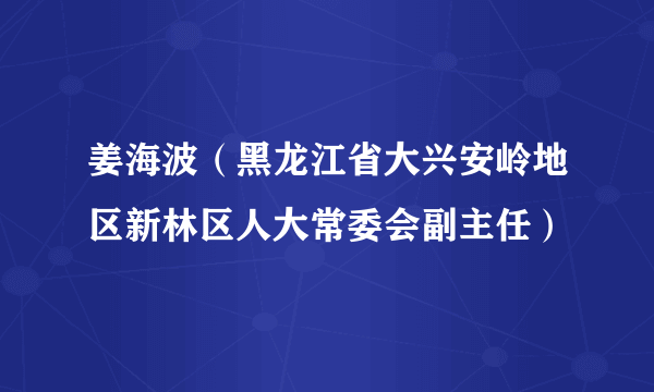 姜海波（黑龙江省大兴安岭地区新林区人大常委会副主任）