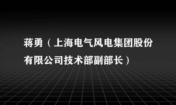 蒋勇（上海电气风电集团股份有限公司技术部副部长）