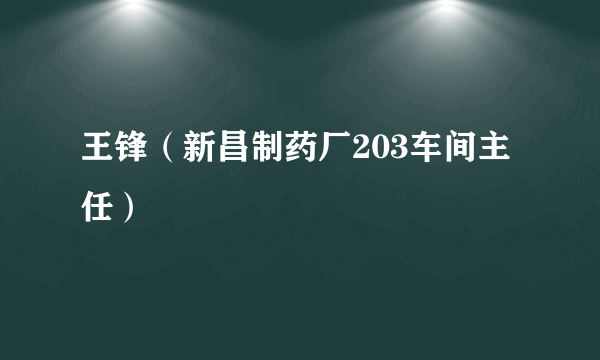 王锋（新昌制药厂203车间主任）