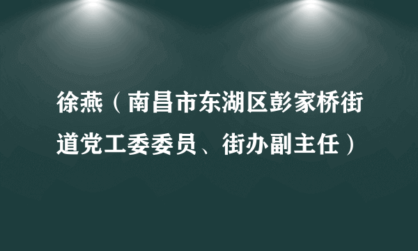 徐燕（南昌市东湖区彭家桥街道党工委委员、街办副主任）