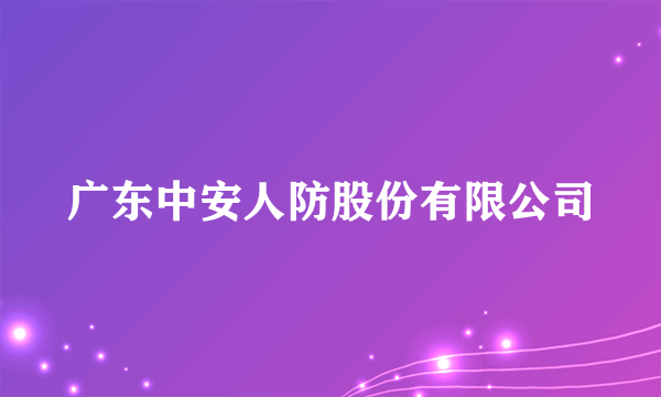 广东中安人防股份有限公司