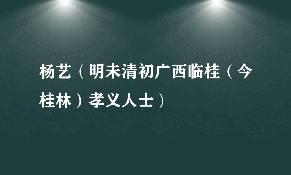 杨艺（明未清初广西临桂（今桂林）孝义人士）