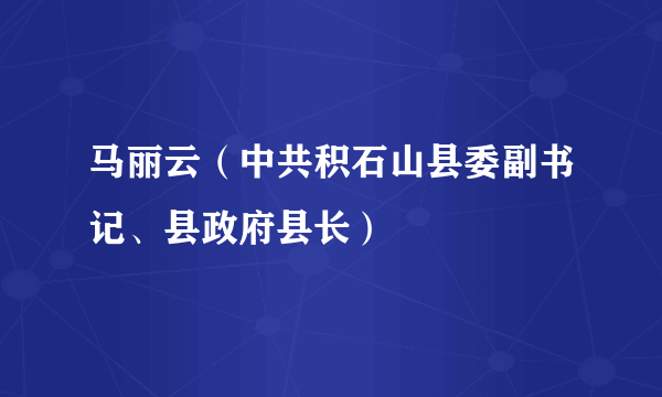 马丽云（中共积石山县委副书记、县政府县长）