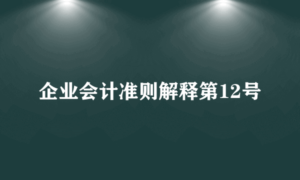 企业会计准则解释第12号