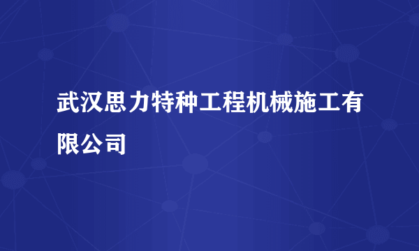 武汉思力特种工程机械施工有限公司