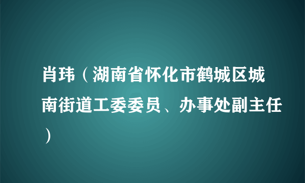 肖玮（湖南省怀化市鹤城区城南街道工委委员、办事处副主任）