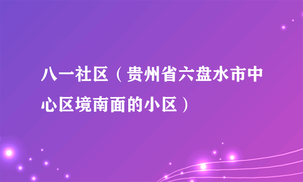 八一社区（贵州省六盘水市中心区境南面的小区）