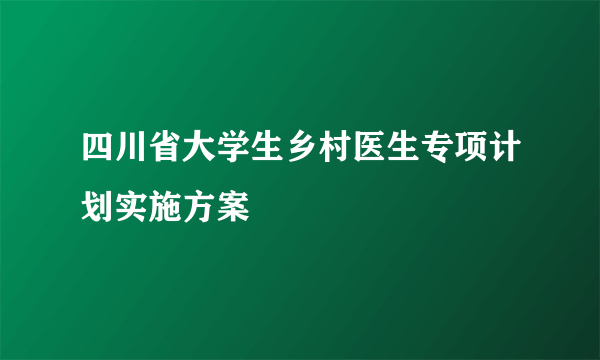 四川省大学生乡村医生专项计划实施方案