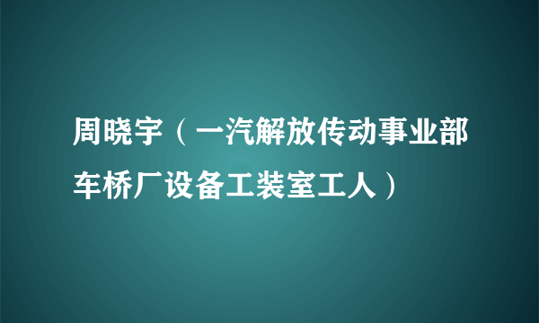 周晓宇（一汽解放传动事业部车桥厂设备工装室工人）